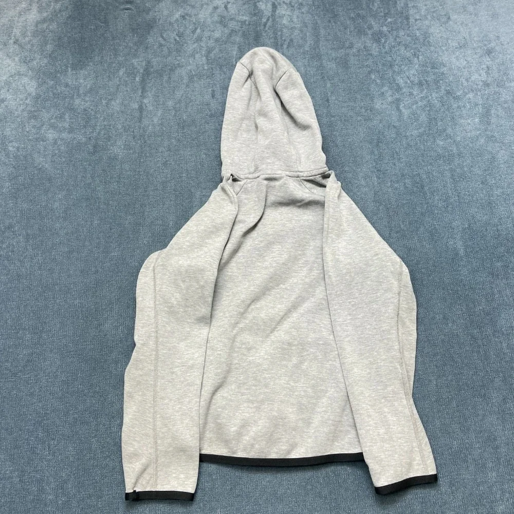 Nike Hoodie Mens Medium Gray Swoosh Logo Full Zip Raglan Sleeve Performance